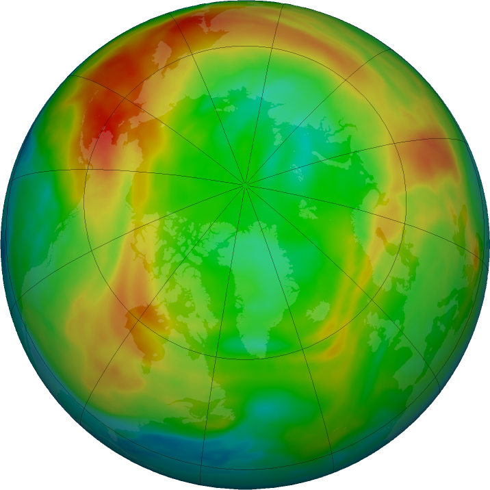 Arctic ozone map for 09 February 2022